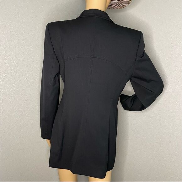ESCADA by Margaretha Ley Long Wool Blend Suit Jacket Silver Metal Buttons sz 38 - Picture 5 of 16